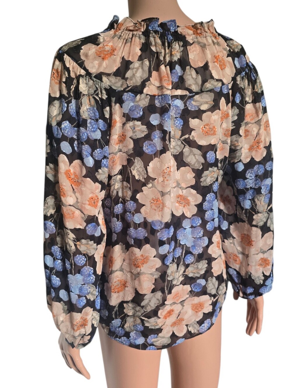 Rebecca Taylor Women's Long Sleeve Floral Blouse Silk Blend - Picture 11 of 13